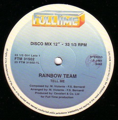 Rainbow Team - Tell Me / You Are Beautiful